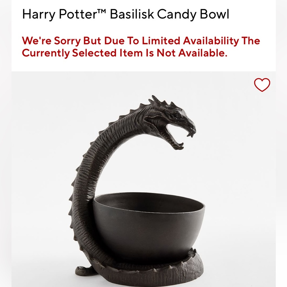 SOLD! Pottery Barn Sold Out Harry Potter Basilisk Candy Serving Bowl New! - Picture 3 of 3